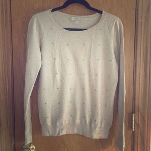 Loft Embellished Tan Sweater